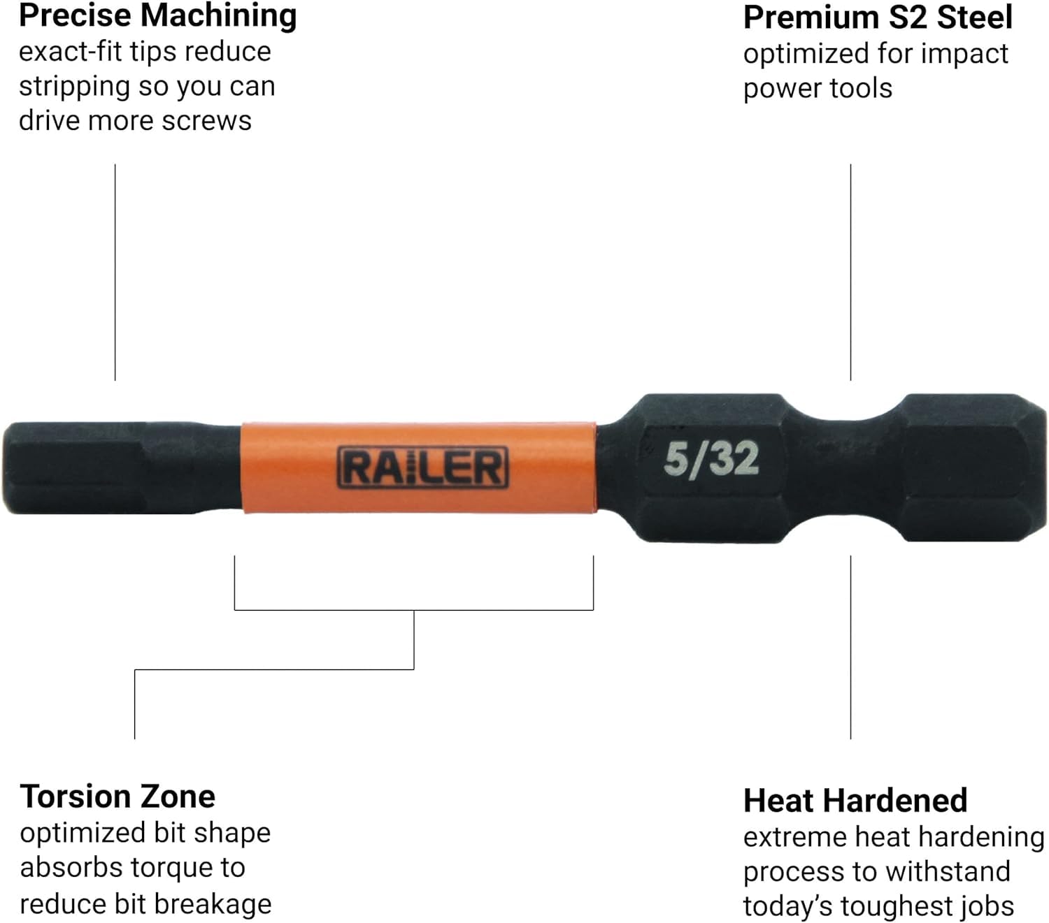 Hex 4mm Impact Driver Bit - Railer Allen Wrench Drill Hex Bits. 1/4" Hex Quick Release S2 Steel 6 inch 4mm Hex Bits. (3 Pack) - Image 3